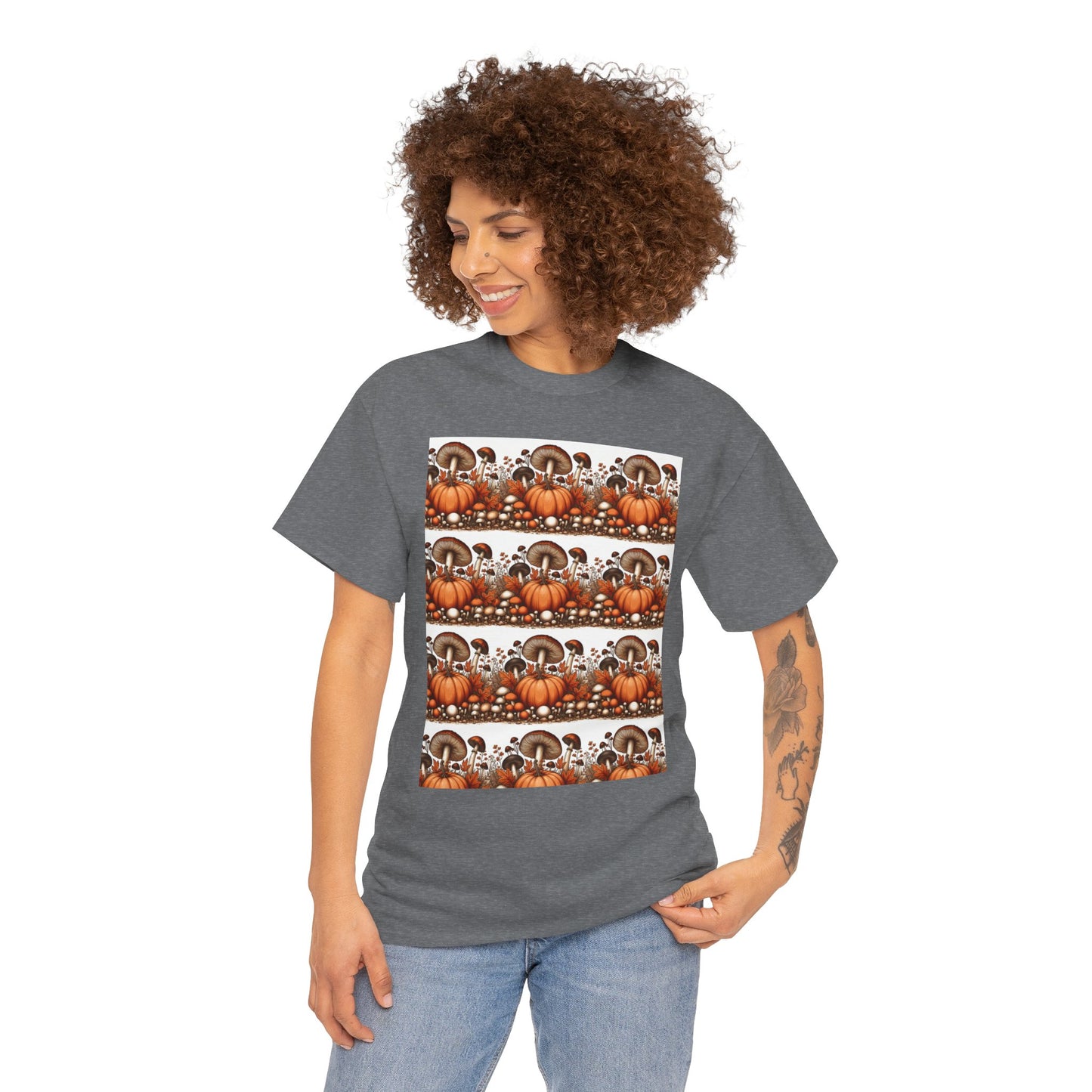 Pumpkin & Mushroom Unisex Heavy Cotton Tee - Zion Legend Fashions