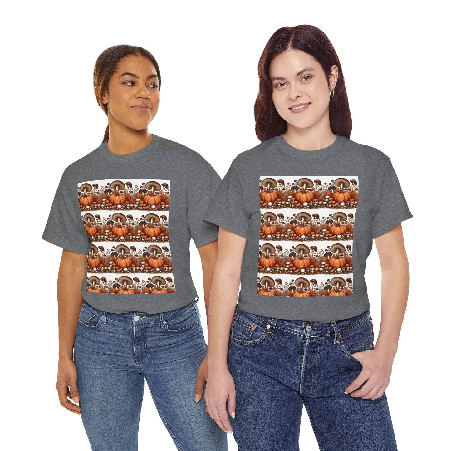 Pumpkin & Mushroom Unisex Heavy Cotton Tee - Zion Legend Fashions