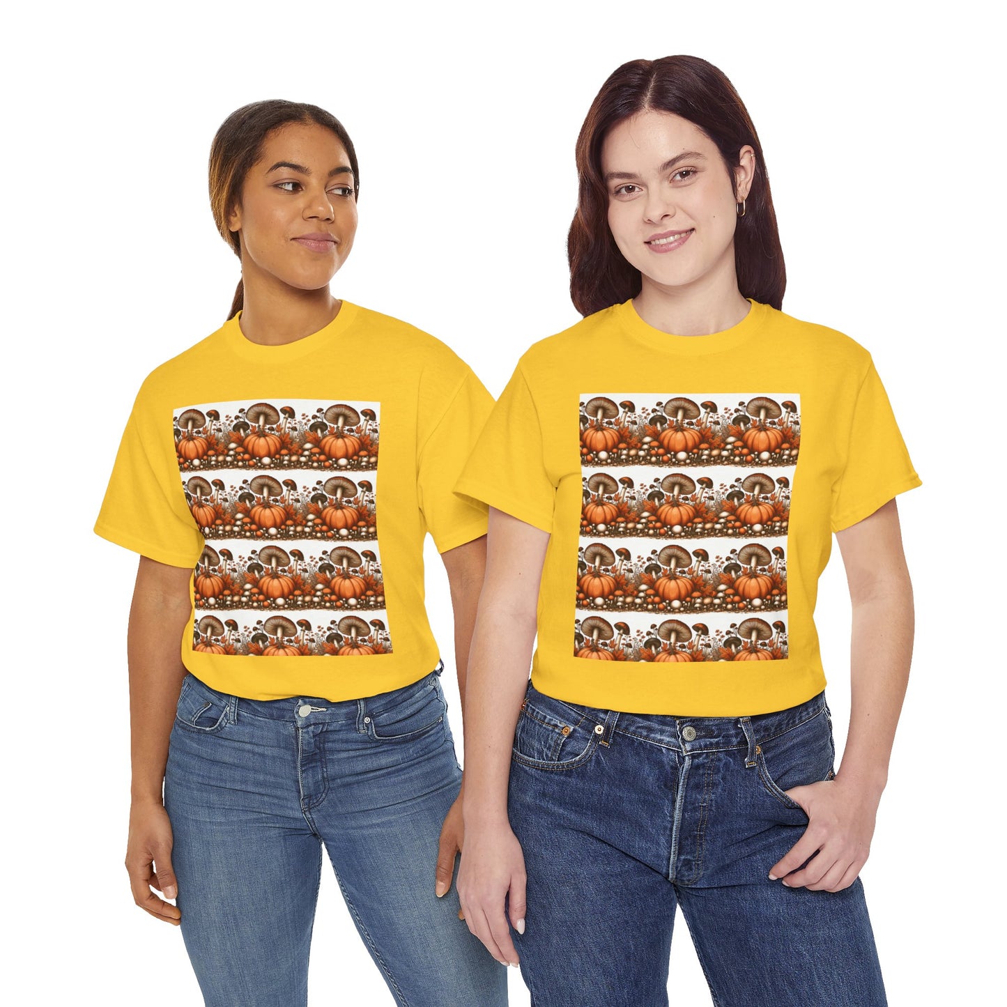 Pumpkin & Mushroom Unisex Heavy Cotton Tee - Zion Legend Fashions