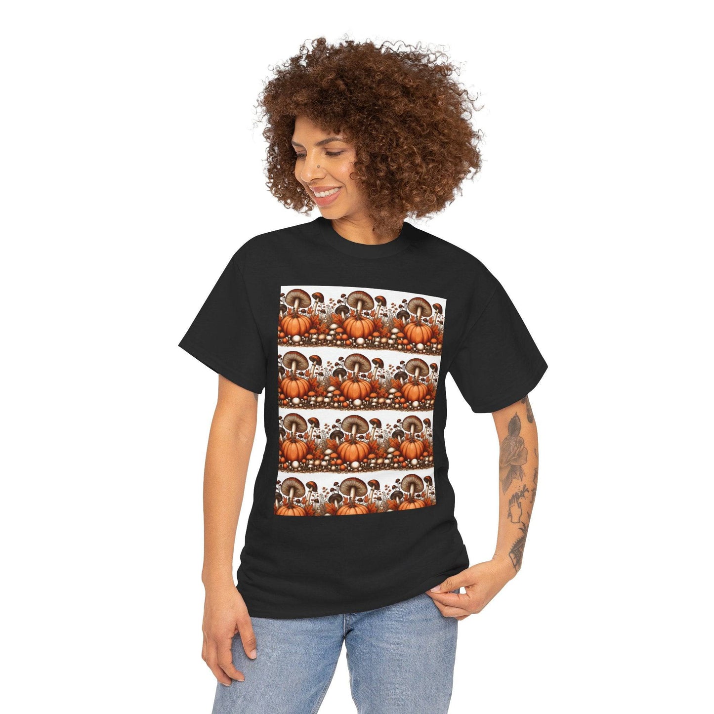 Pumpkin & Mushroom Unisex Heavy Cotton Tee - Zion Legend Fashions