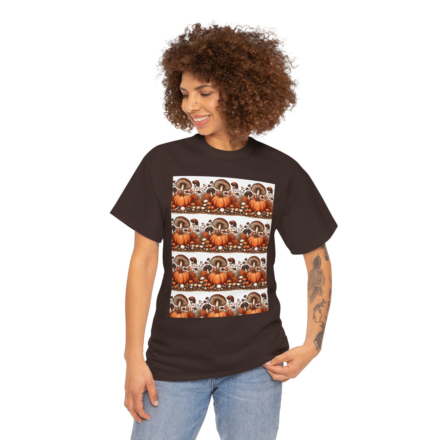 Pumpkin & Mushroom Unisex Heavy Cotton Tee - Zion Legend Fashions