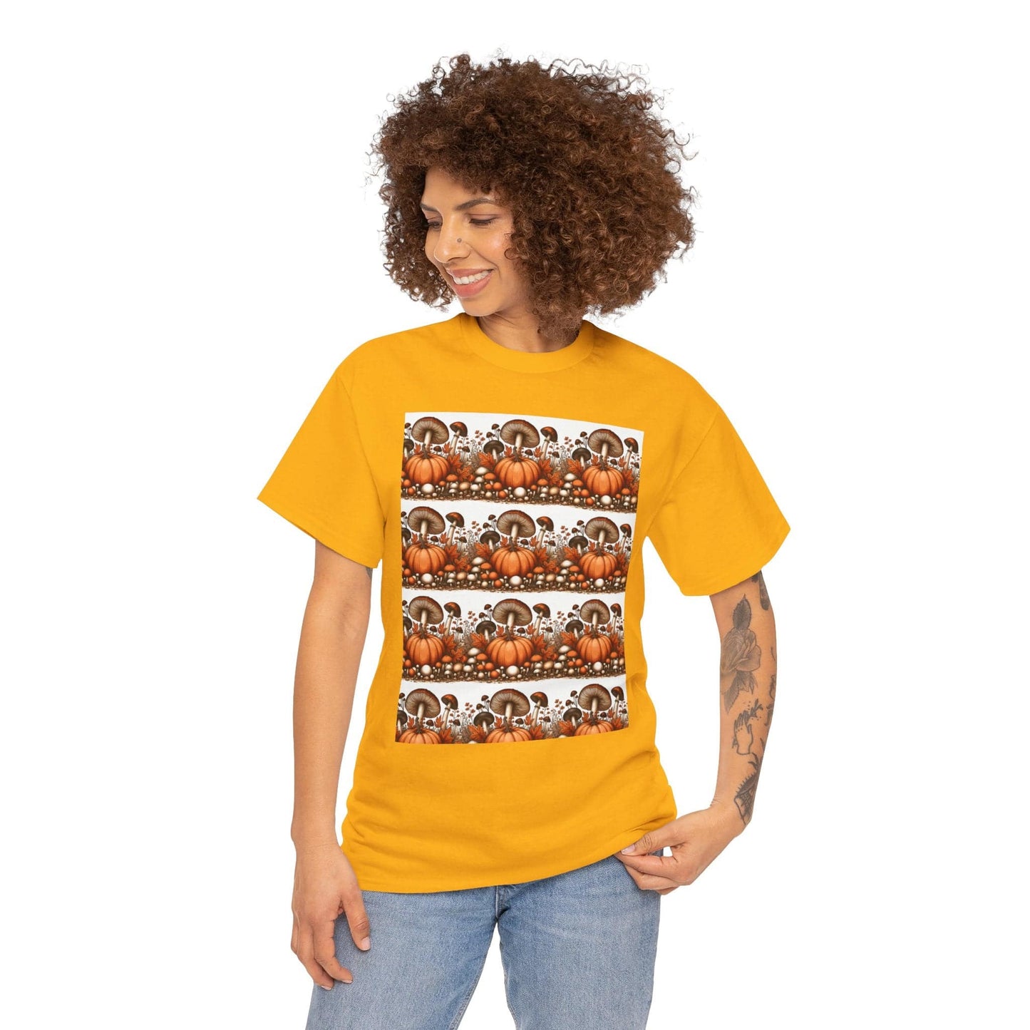 Pumpkin & Mushroom Unisex Heavy Cotton Tee - Zion Legend Fashions