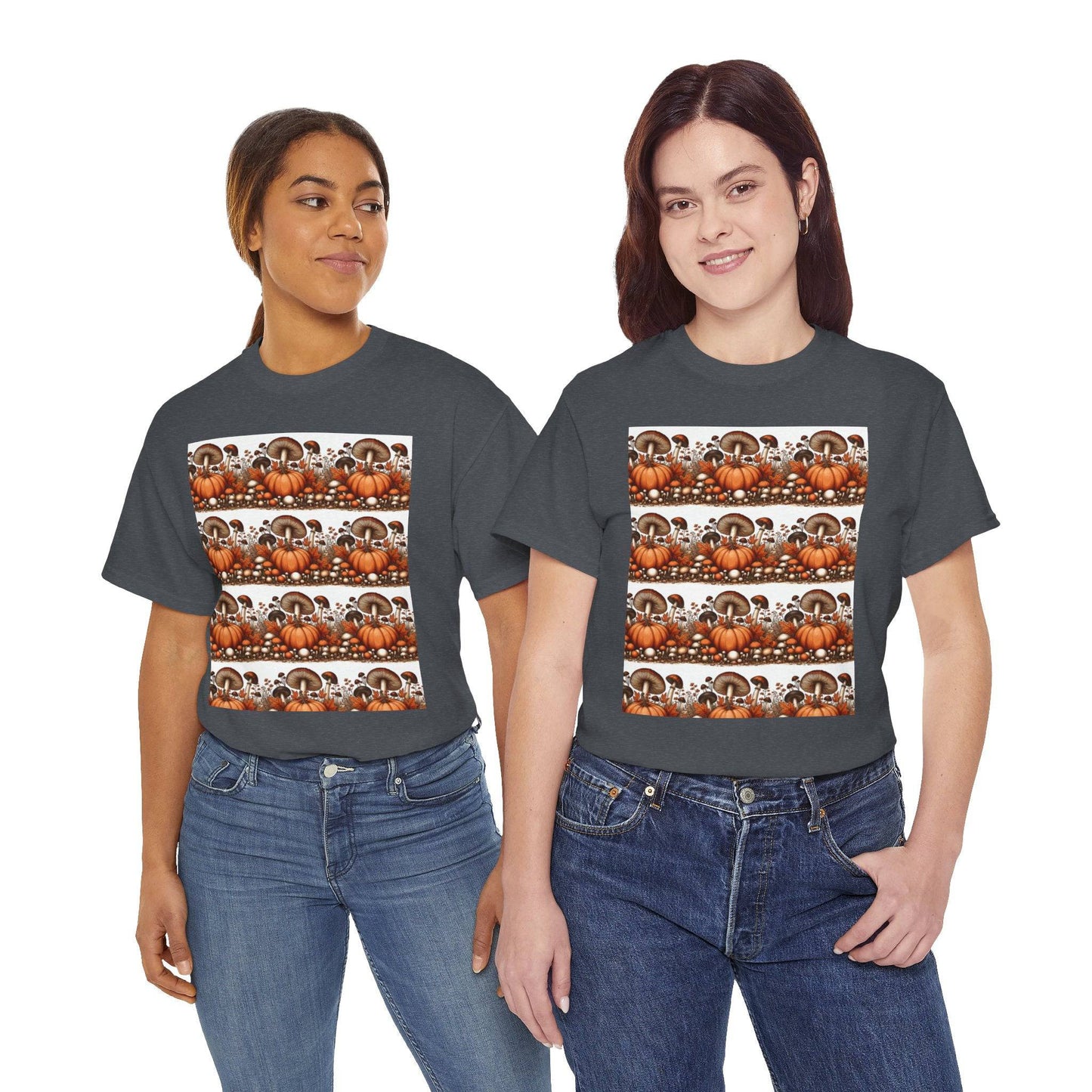 Pumpkin & Mushroom Unisex Heavy Cotton Tee - Zion Legend Fashions