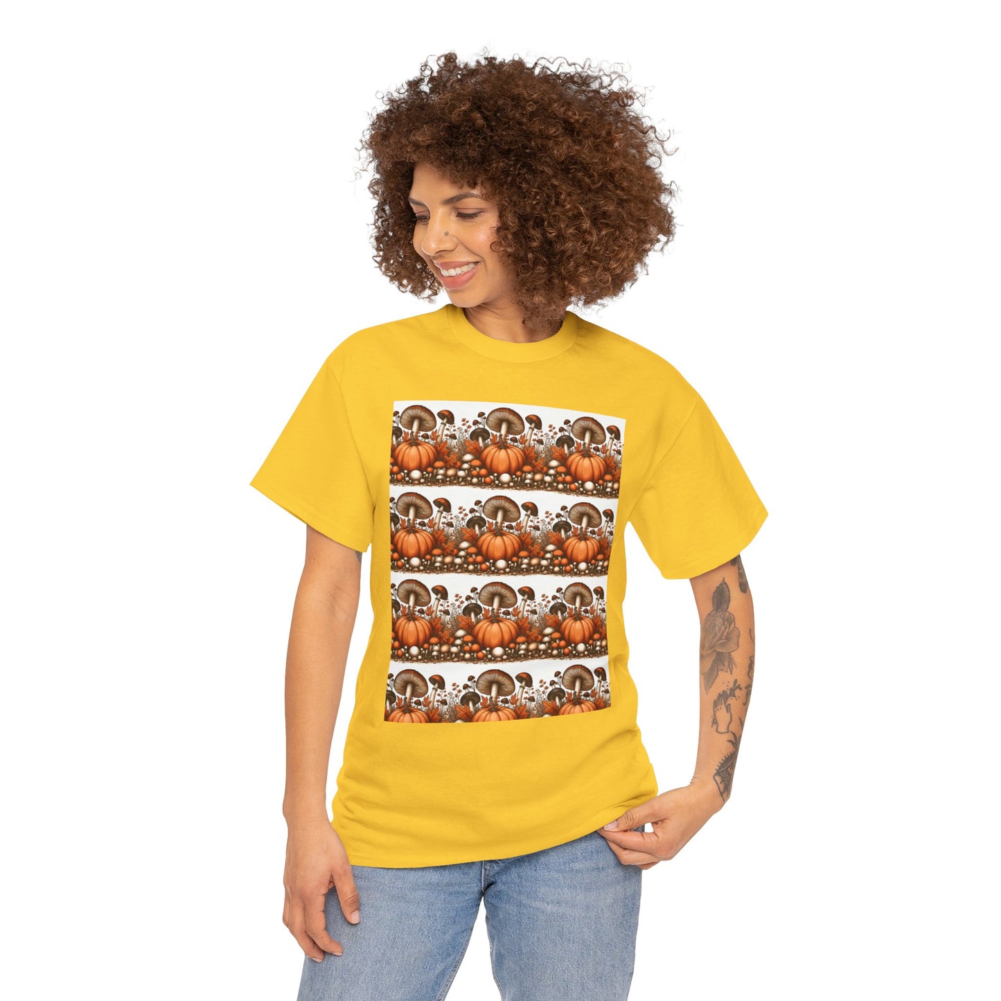Pumpkin & Mushroom Unisex Heavy Cotton Tee - Zion Legend Fashions