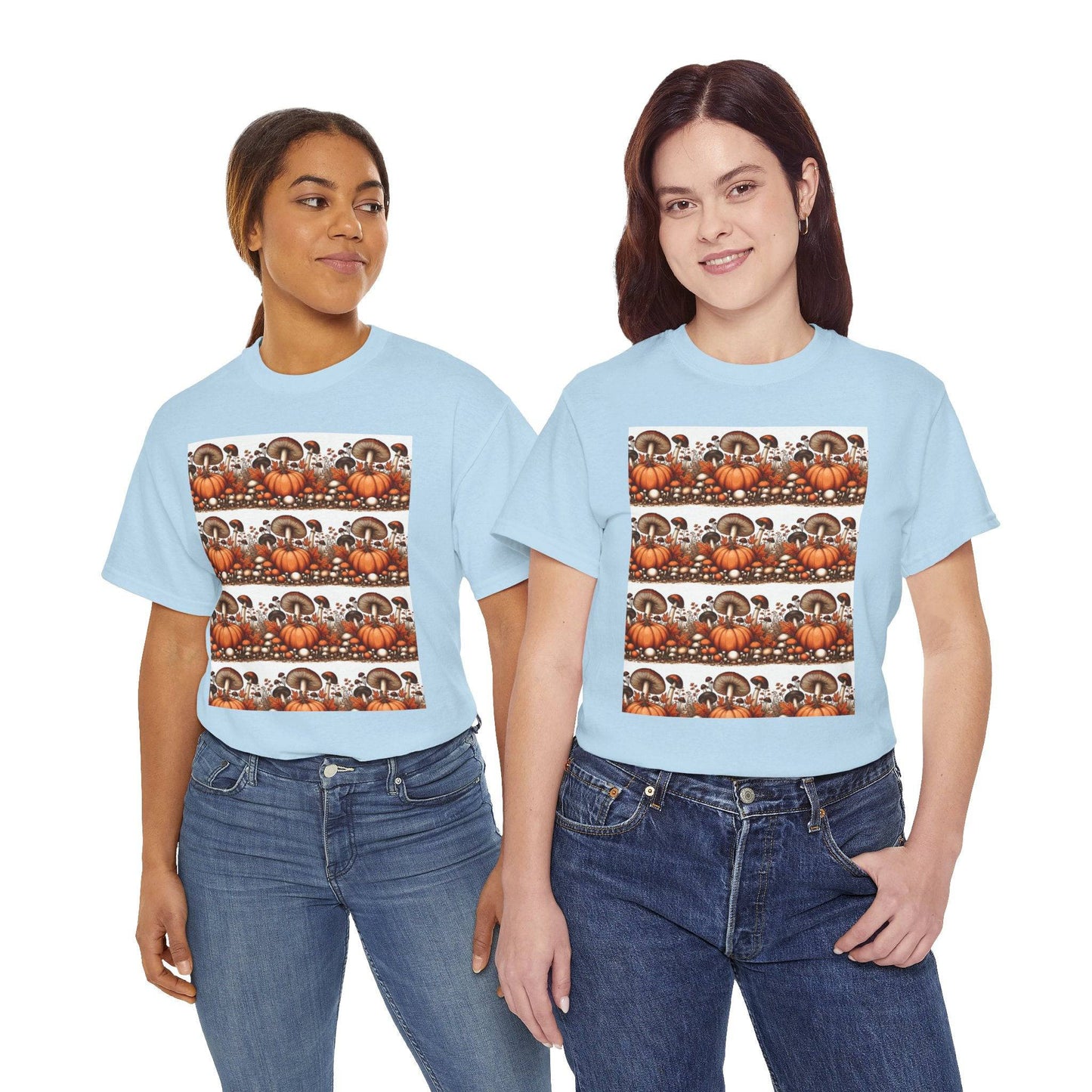 Pumpkin & Mushroom Unisex Heavy Cotton Tee - Zion Legend Fashions