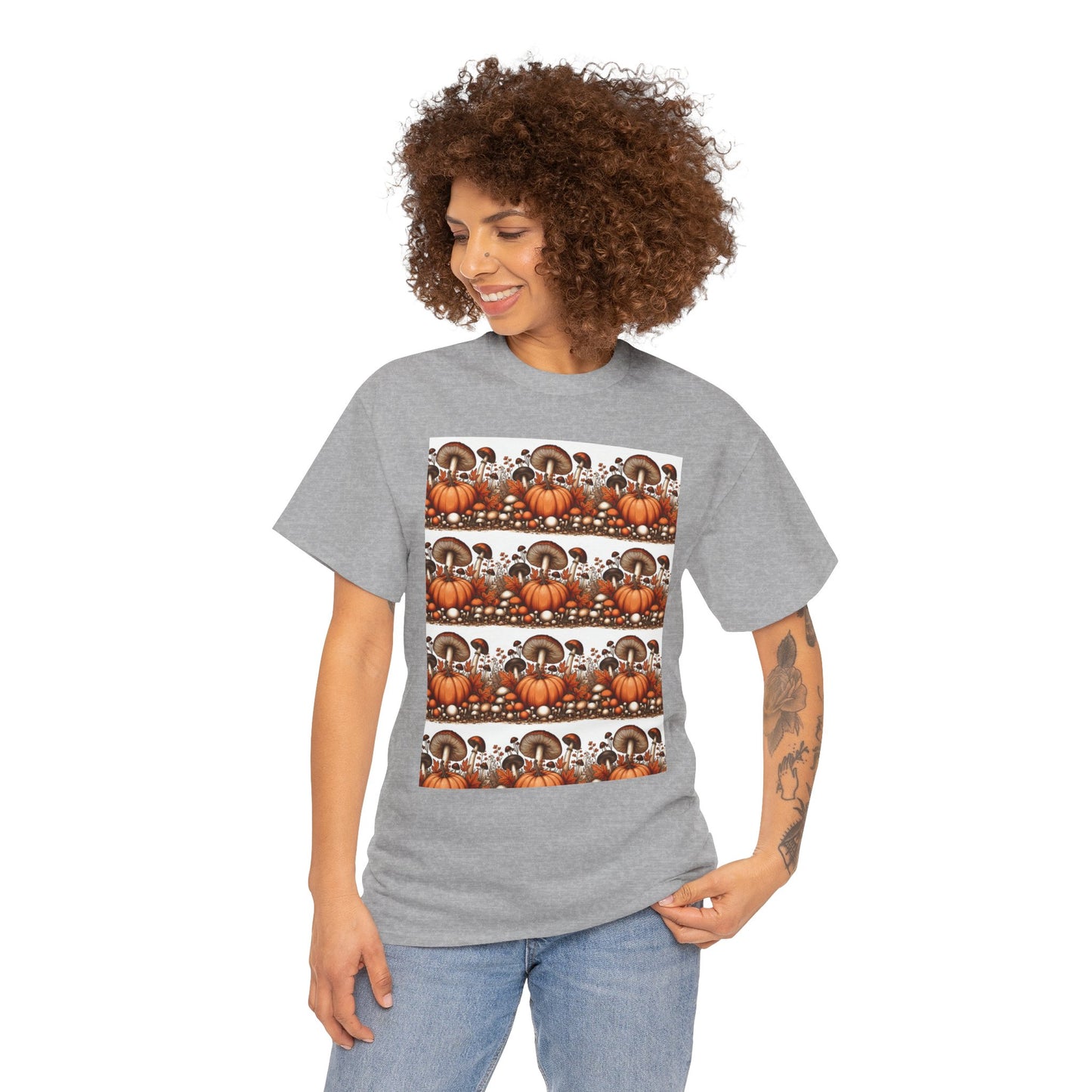 Pumpkin & Mushroom Unisex Heavy Cotton Tee - Zion Legend Fashions