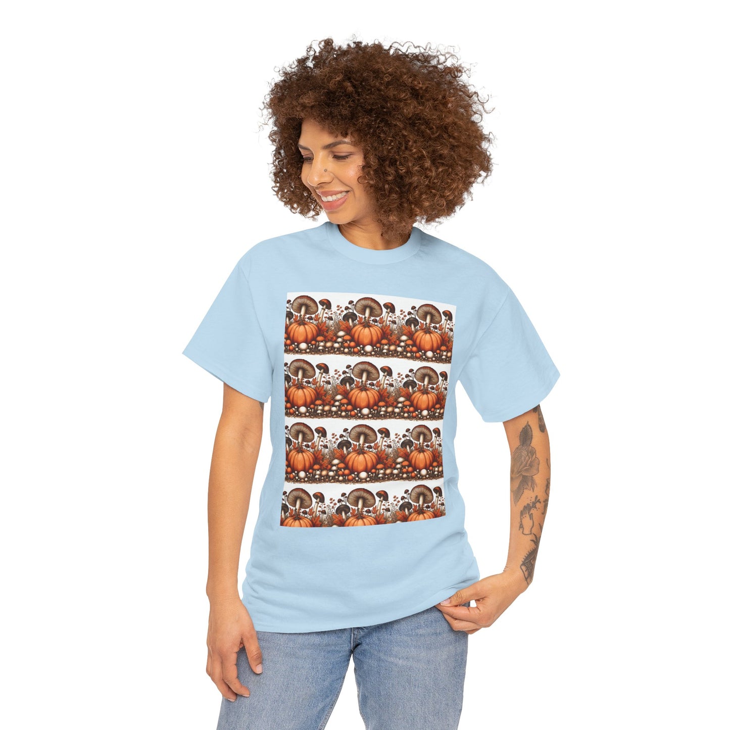 Pumpkin & Mushroom Unisex Heavy Cotton Tee - Zion Legend Fashions