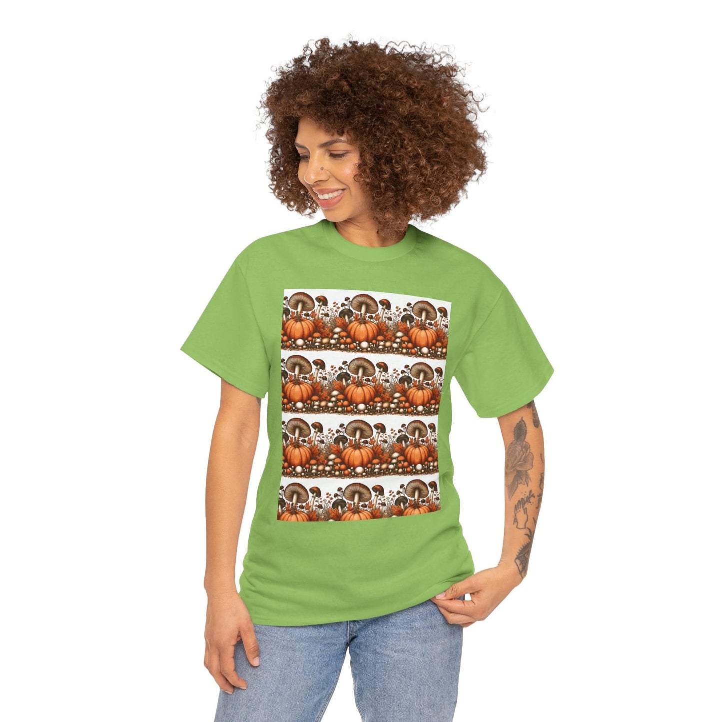 Pumpkin & Mushroom Unisex Heavy Cotton Tee - Zion Legend Fashions