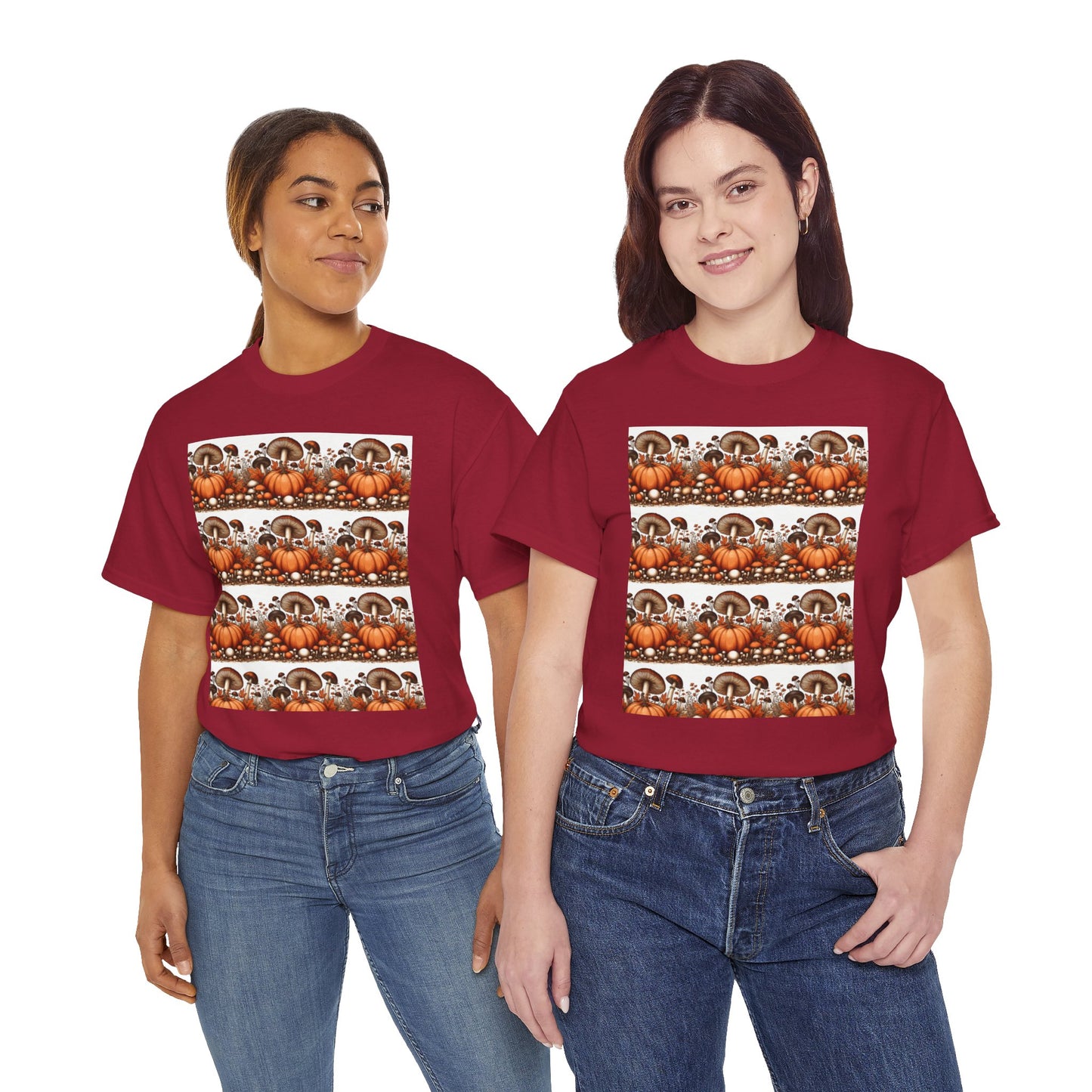 Pumpkin & Mushroom Unisex Heavy Cotton Tee - Zion Legend Fashions