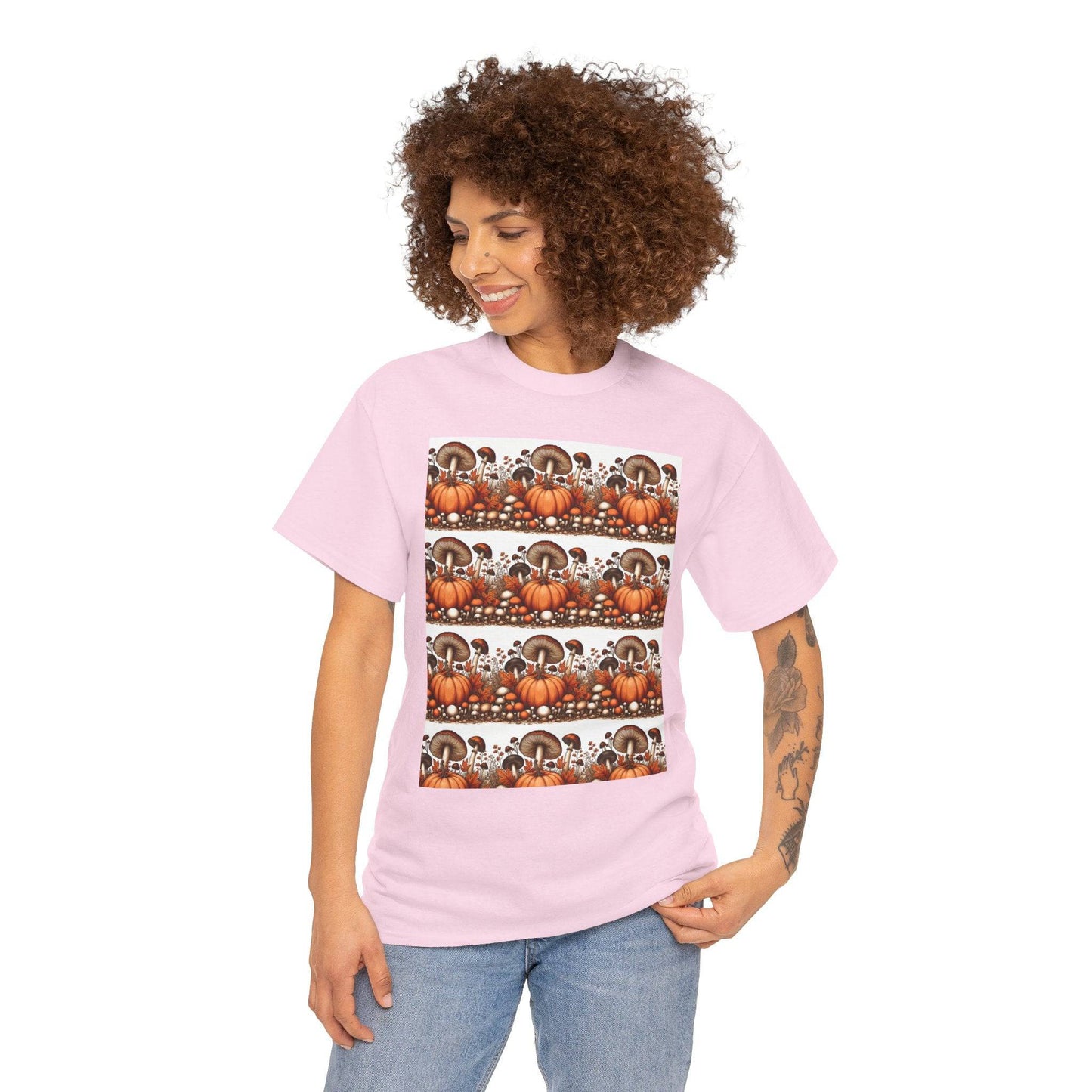 Pumpkin & Mushroom Unisex Heavy Cotton Tee - Zion Legend Fashions