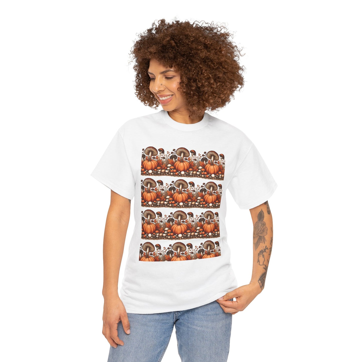 Pumpkin & Mushroom Unisex Heavy Cotton Tee - Zion Legend Fashions