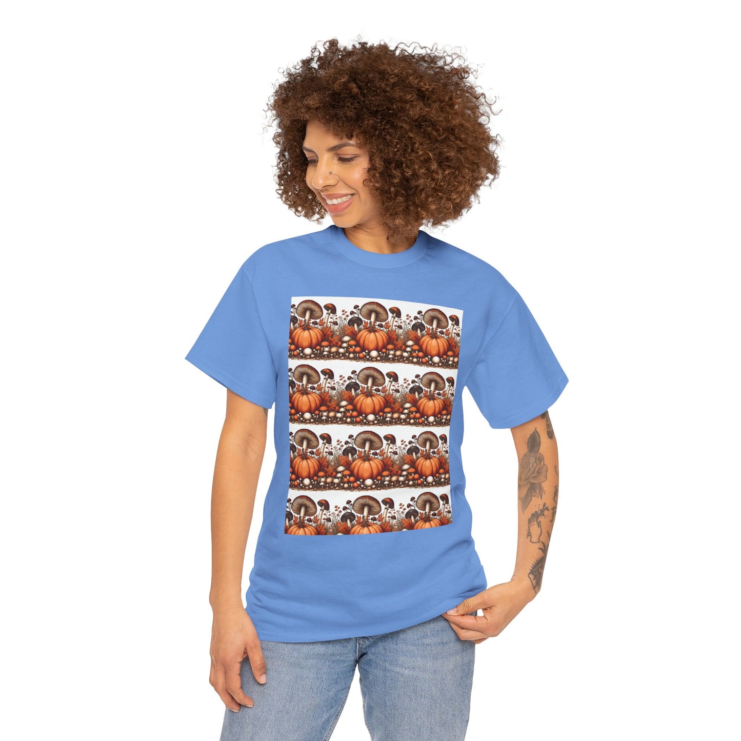 Pumpkin & Mushroom Unisex Heavy Cotton Tee - Zion Legend Fashions