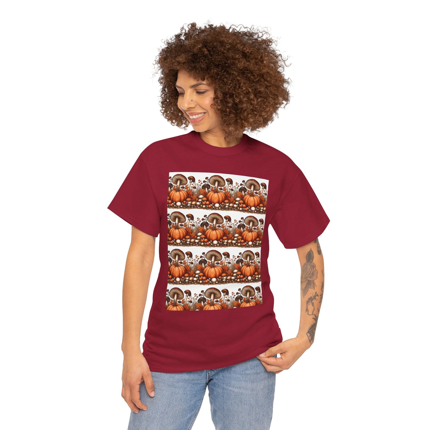 Pumpkin & Mushroom Unisex Heavy Cotton Tee - Zion Legend Fashions