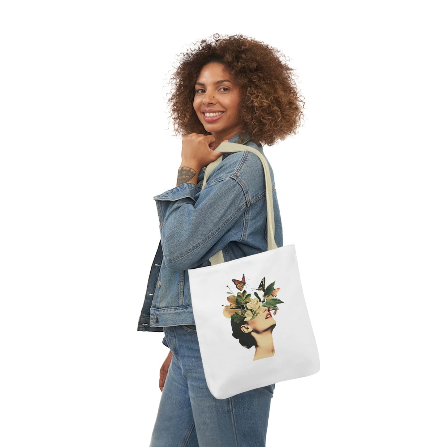Flower Canvas Tote Bag, 5-Color Straps  -  USA & UK Only - Zion Legend Fashions