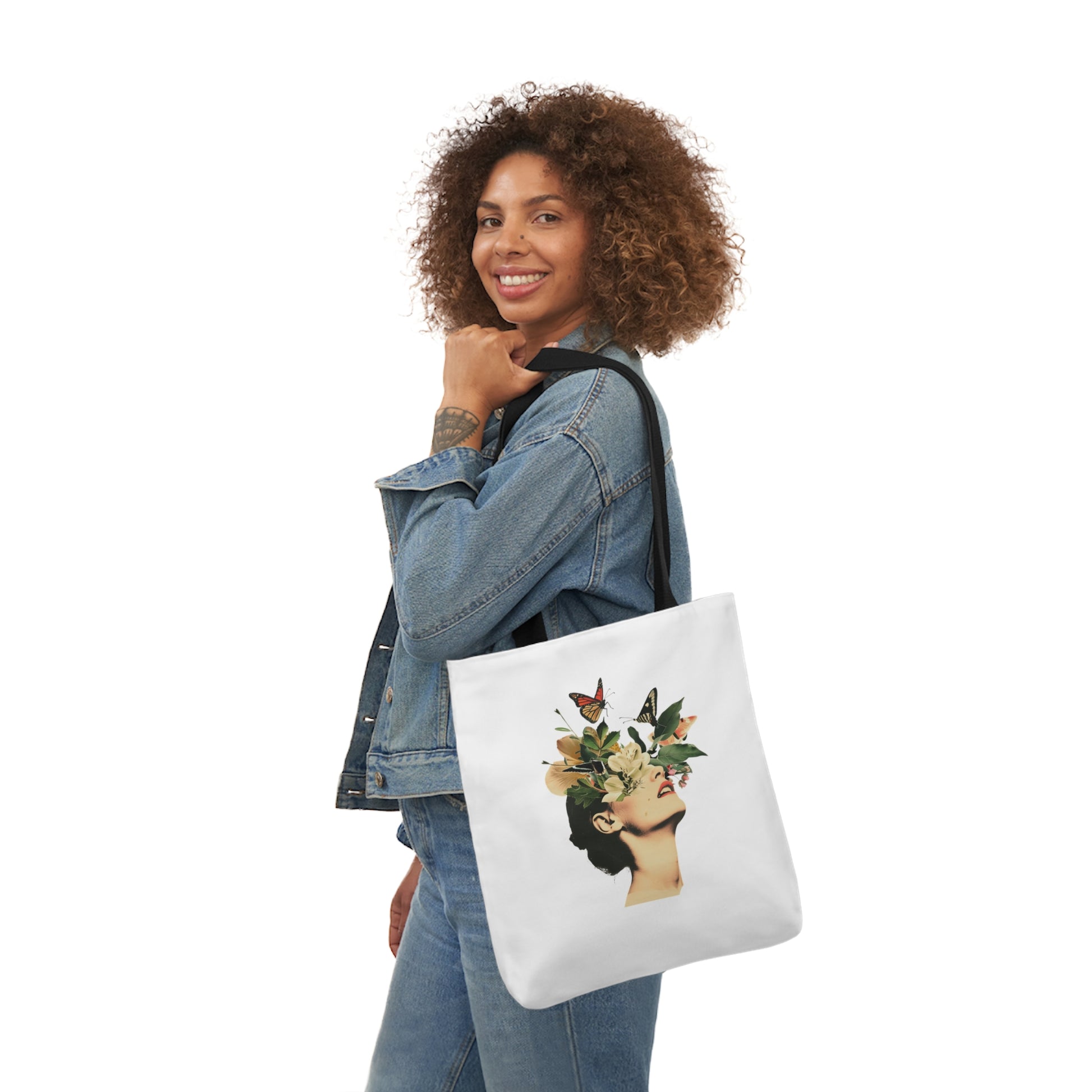 Flower Canvas Tote Bag, 5-Color Straps  -  USA & UK Only - Zion Legend Fashions