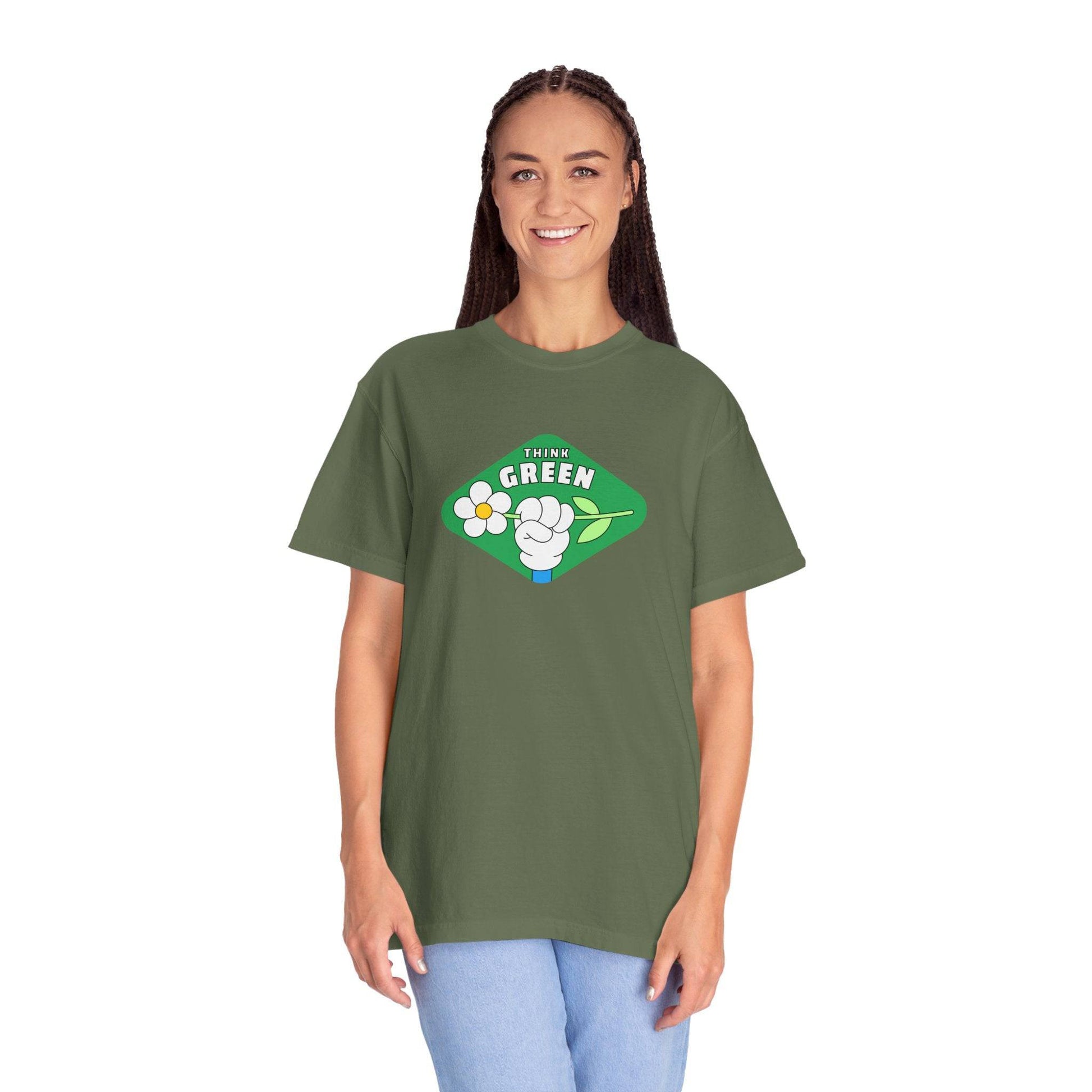 Think Green Unisex Garment-Dyed T-shirt - Zion Legend Fashions