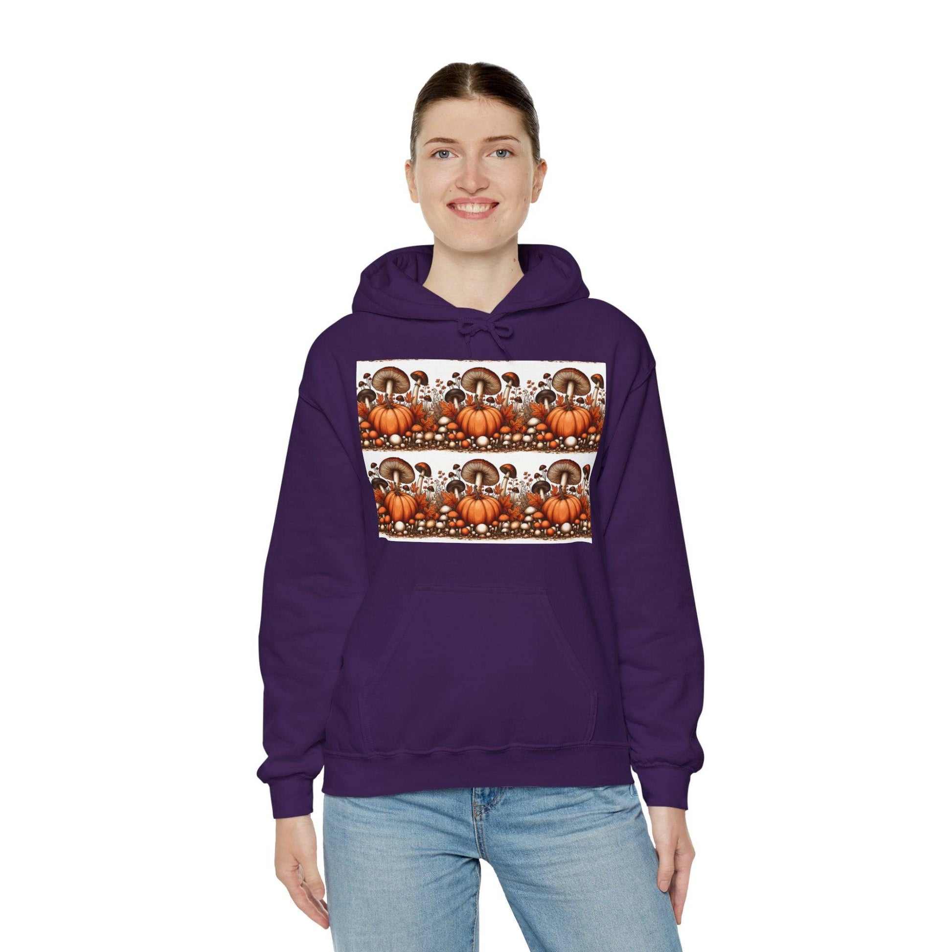 Pumpkin & Mushroom Unisex Heavy Blend™ Hooded Sweatshirt - Zion Legend Fashions