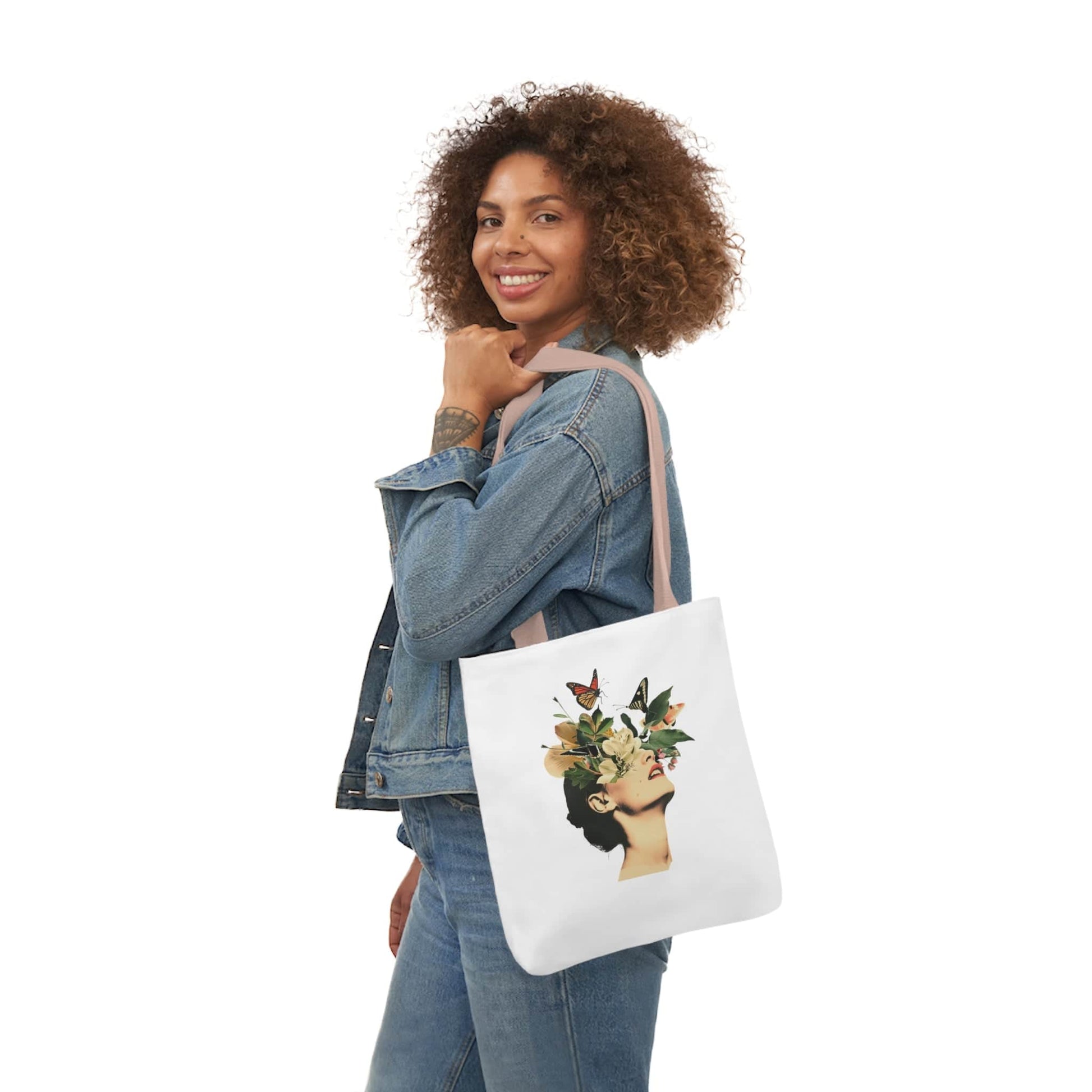 Flower Canvas Tote Bag, 5-Color Straps  -  USA & UK Only - Zion Legend Fashions