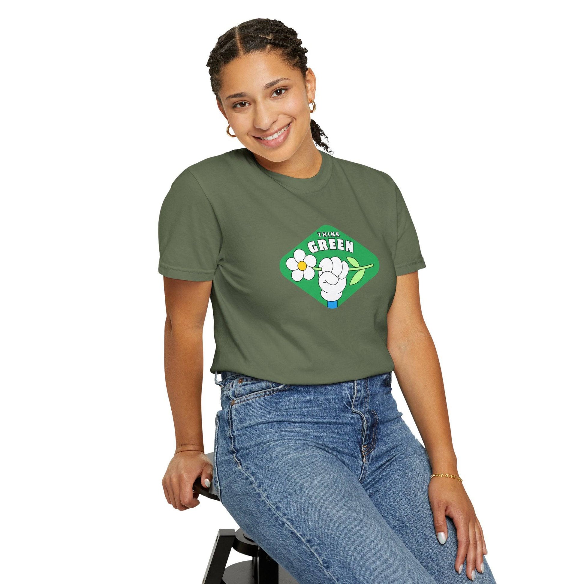 Think Green Unisex Garment-Dyed T-shirt - Zion Legend Fashions