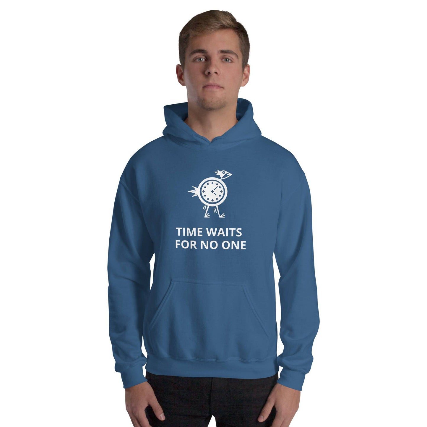 Time Waits For No One White Print Unisex Hoodie - Zion Legend Fashions