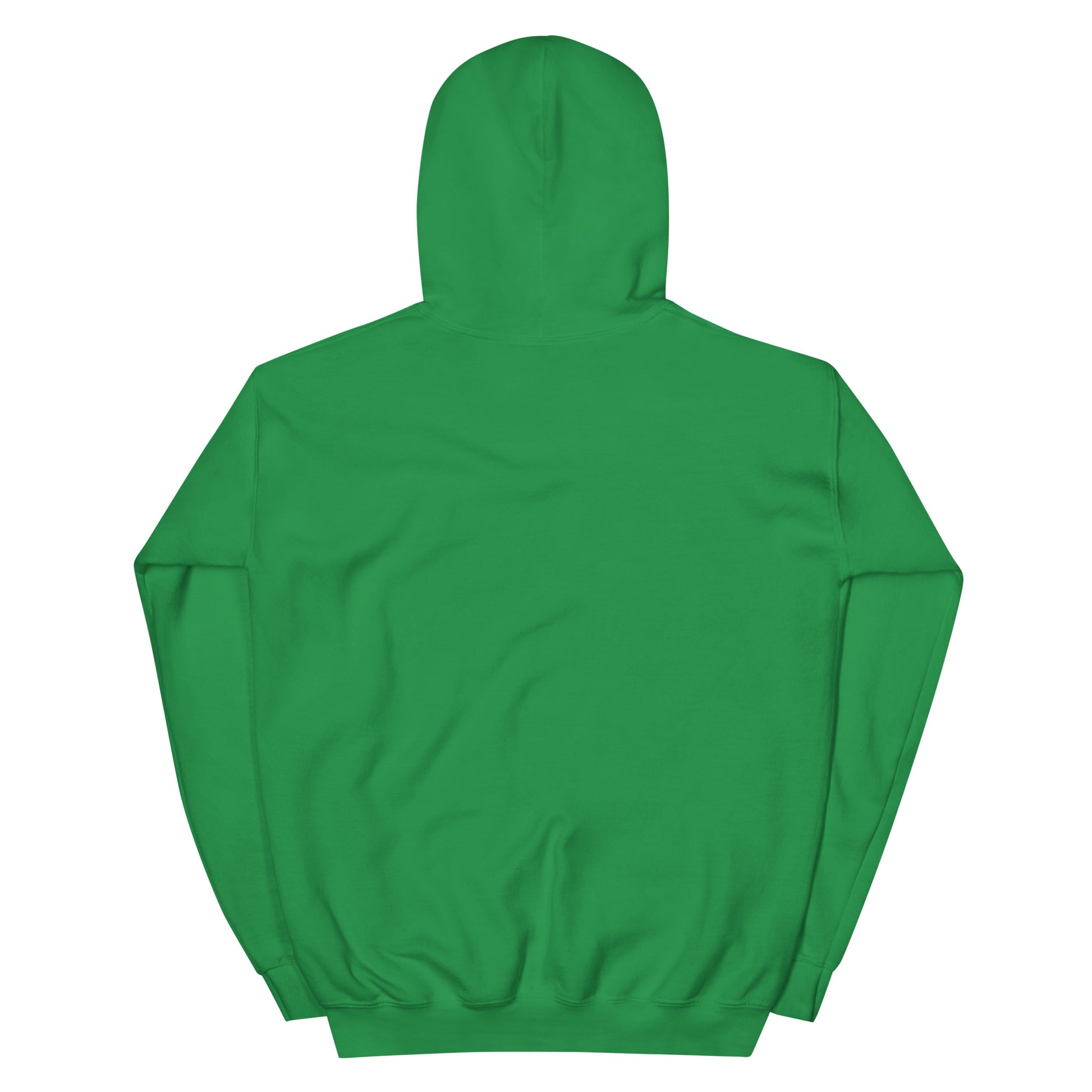 Back view of Timeless Companionship unisex hoodie in vibrant green, showcasing its cozy, double-lined hood design.