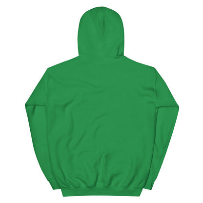Back view of Timeless Companionship unisex hoodie in vibrant green, showcasing its cozy, double-lined hood design.