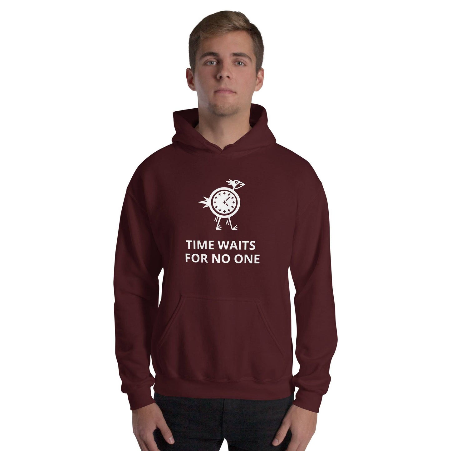 Time Waits For No One White Print Unisex Hoodie - Zion Legend Fashions