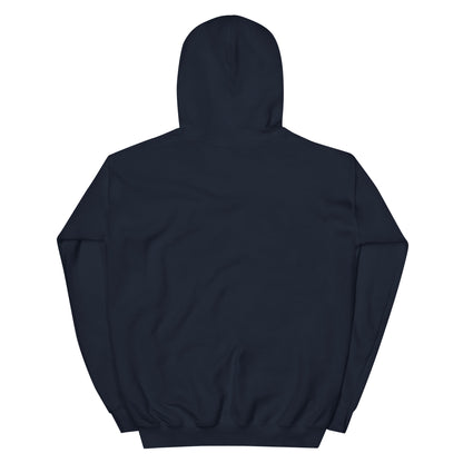 Back view of Timeless Companionship unisex hoodie in dark color, showcasing soft fabric and double-lined hood design.
