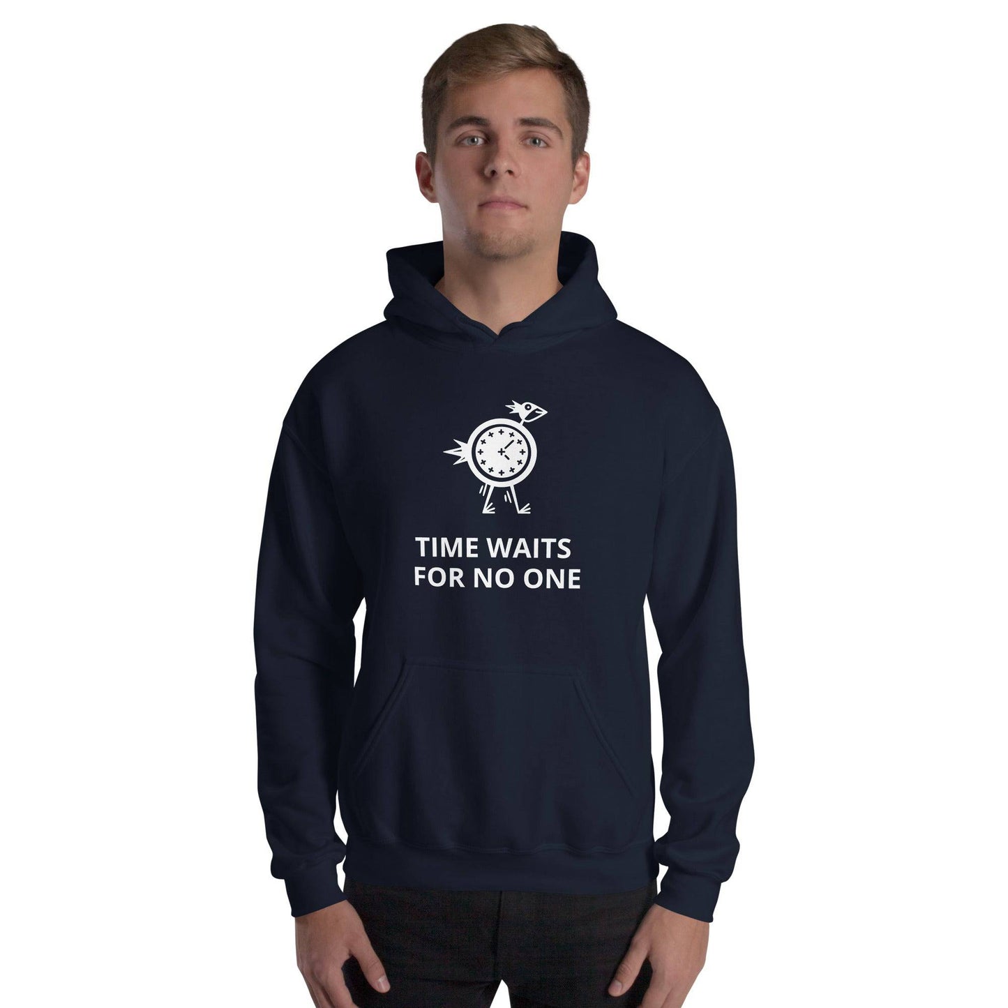 Time Waits For No One White Print Unisex Hoodie - Zion Legend Fashions