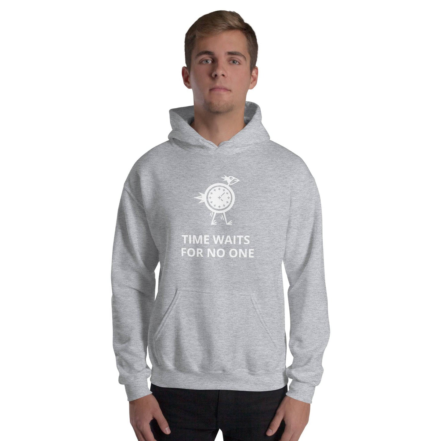 Time Waits For No One White Print Unisex Hoodie - Zion Legend Fashions