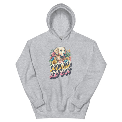 Timeless Companionship unisex hoodie with charming floral design and dog illustration for pet lovers.