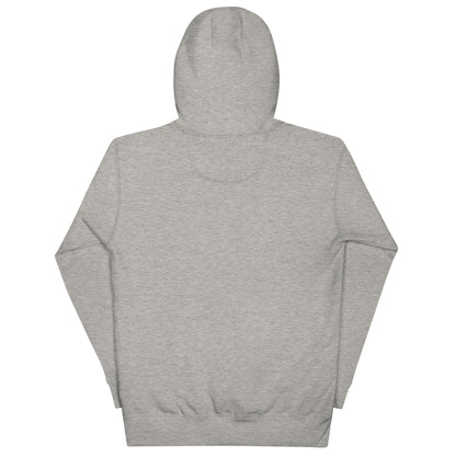 Back view of Gentle Nurse unisex hoodie in gray, featuring a 3-panel hood and pouch pocket for comfort.