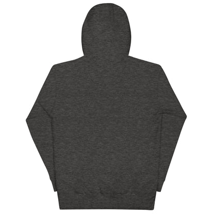 Back view of Gentle Nurse unisex hoodie in dark gray, featuring a 3-panel hood and soft fabric.
